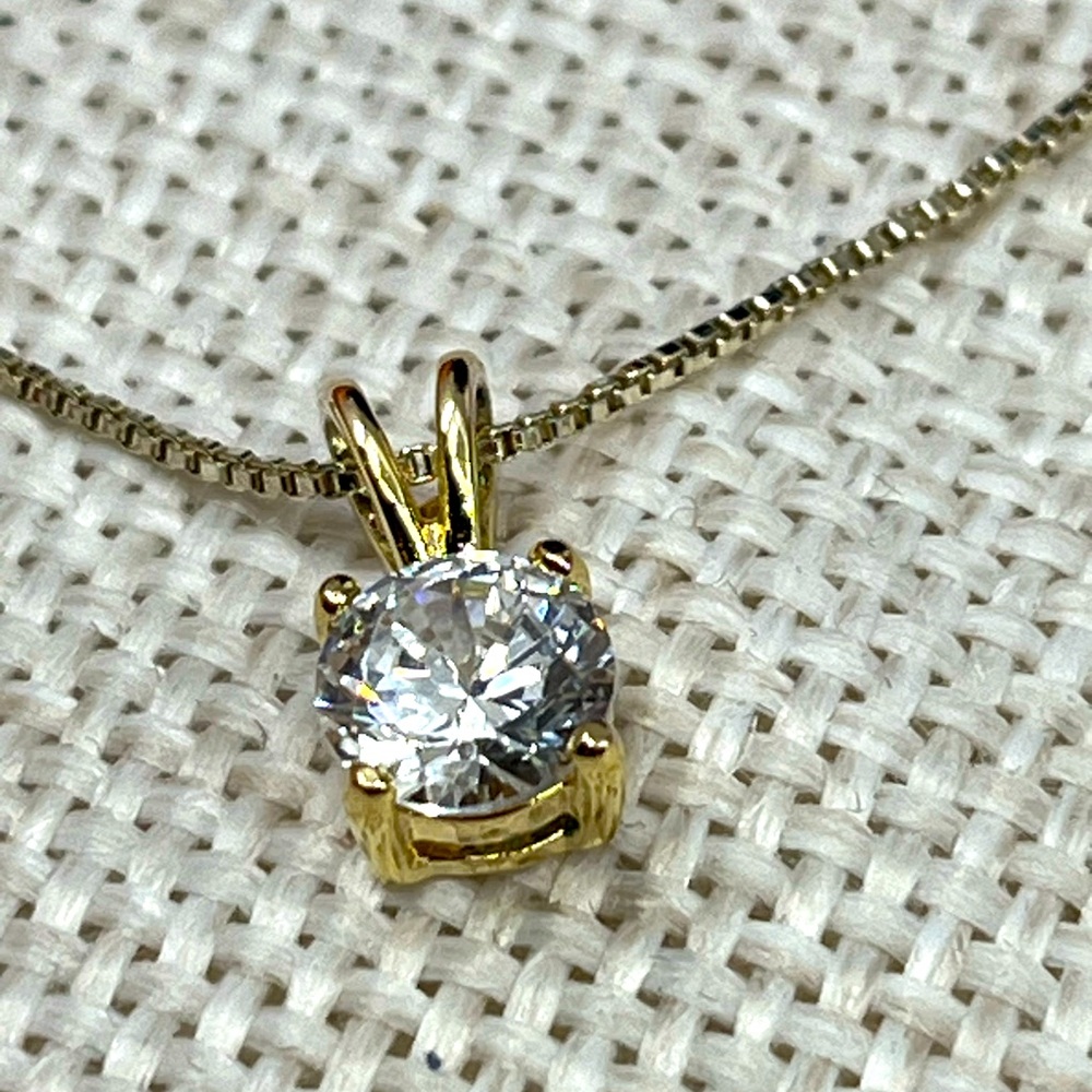 Vintage 925 Italy Sterling Silver Necklace w/ CZ Pendant – 18”